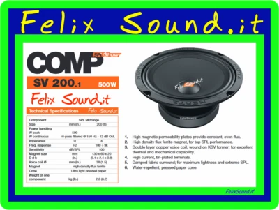 HERTZ SPL COPPIA MID-WOOFER SV 200.1 500W 20 cm - Immagine 1 di 4