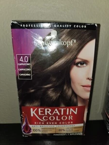 Schwarzkopf Keratin Color Permanent Hair Color ~ 4.0 Cappuccino Damaged Box - Picture 1 of 3