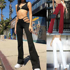 Sexy Damen Flare Leg Stretchhose lange hochtaillierte Riemen Yoga Sporthose