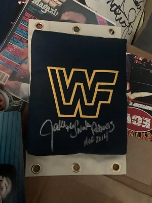 杰克蛇罗伯茨带证明签名 80 年代风格 WWF 转扣垫亲笔签名 — 第 1/3 张图片