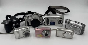 6 Digital Camera Lot - Kodak, HP, Olympus, Canon, DXG AS IS / REPAIR w/one film - Picture 1 of 17