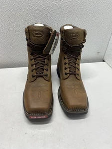 Justin Men's US 9.5D Driller 8" Waterproof Square Comp Work Boots Brown SE462 - Picture 1 of 10