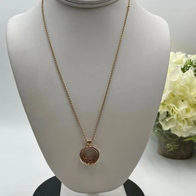 Pandora Medallón Flotante Chapado en Oro Rosa Tono Colgante Largo con Dijes Retirado  Foto 1 de 4