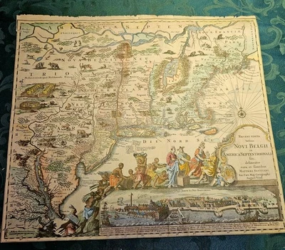 Antique Seutter Map of New England & New York City Matthias Seutteri 1730 2nd St - Image 1 of 4