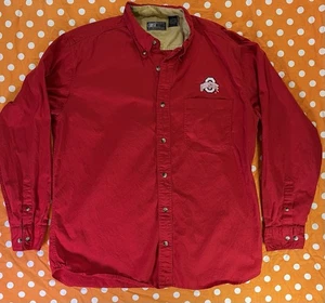 Vintage Ohio State Buckeyes Men’s Button Up Red Dress Shirt, Adult Large - Picture 1 of 11