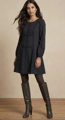 Vestido para mujer Outerknown Eliott negro manga larga algodón orgánico talla M Foto 1 de 4