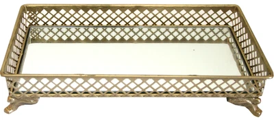 Dekoratives, kleines Tablett mit Spiegelboden, Antikoptik, NEU - Geschenkidee - Bild 1 von 4