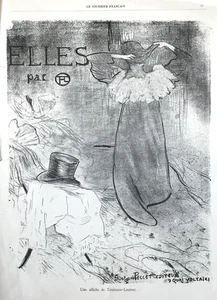 Toulouse-Lautrec Zeichnung "Elles" orig 1896 französische Zeitschriftenseite - Bild 1 von 4
