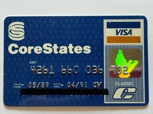Tarjeta de crédito CoreStates▪️Expirada en 1991▪️Vintage▪️Sin firmar▪️USA▪️Coleccionable - Imagen 1 de 2
