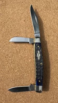 Case XX USA 6344 Blue Jigged Bone Small Stockman Pocket Knife Folding Knife - Image 1 of 4