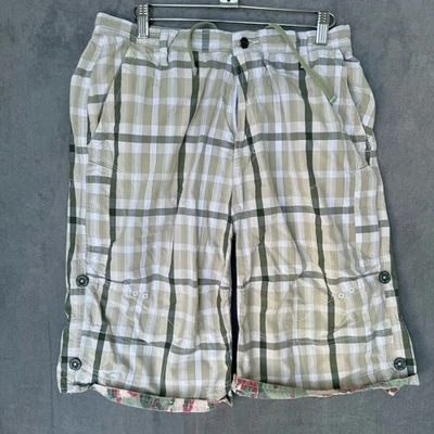 Pantalones Cortos A Cuadros Akademiks Verde Floral Talla 32 Foto 1 de 4