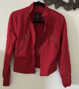 NWOT-GUESS Moto Bomber Jacket Zippers Wide Waistband Stretchy Women’s Small - Picture 1 of 16