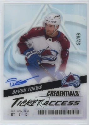 2024-25 Upper Deck Credentials Acetate Ticket Access /99 Devon Toews #TA-DT Auto - Image 1 of 3