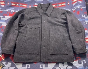 CC Filson Mens XL Mackinaw Cruiser Charcoal Virgin Wool Jacket Style 82 Made USA - Picture 1 of 17