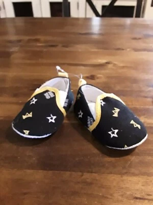 NWOT🙂Boy's Cutie Pie black/yellow "cool dude" Slip On Shoes sz 0/3 mths  - Image 1 of 4