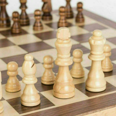 XL Large Chess Wooden Set Folding Chessboard Pieces Wood Board Chess Board 39cm - Image 1 of 4