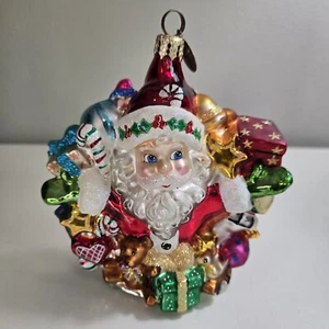 Christopher Radko Corona de Buen Alegría Adorno de Navidad Papá Noel - Imagen 1 de 9