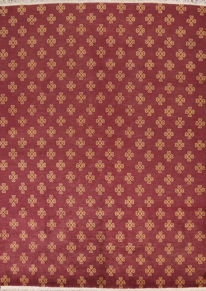 Vegetable Dye Geometric Nepalese Oriental Area Rug Wool Hand-knotted 8x10 Carpet - Image 1 of 4