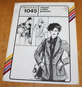 Stretch & Sew ~ PATTERN #1045 MISSES SHAWL COLLAR JACKETS Bust sizes 30-42 Uncut - Picture 1 of 3