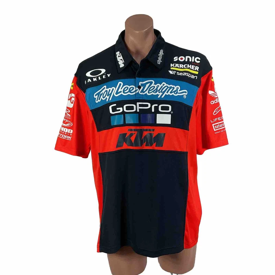 2016 Troy Lee Designs Team Pit Shirt Red Navy Blue Men’s Size XL KTM GO PRO - Image 1 of 4