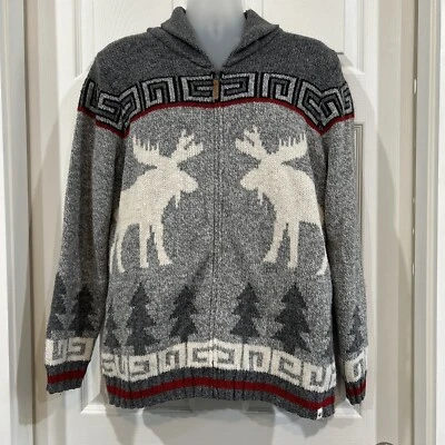 Suéter de esquí tejido grueso Canadiana para hombre M gris hoja de arce alce invierno al aire libre Foto 1 de 4