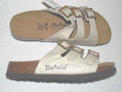 BETULA BIRKENSTOCK Ivory Sparkle Vegan 3 Strap Sandals EU 38 Ladie's 7 M - NWT - Image 1 of 4