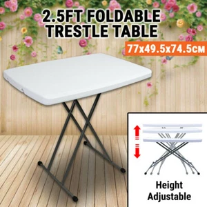 Foldable Trestle Table Height Adjustable Portable Picnic BBQ Camping Party Carav - Picture 1 of 6
