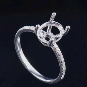 14K White Gold Oval 9x7mm Real Natural Diamond Solitaire Her Ring Bridal Setting - Picture 1 of 7