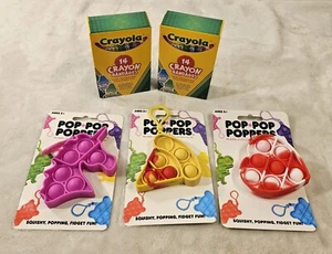 2 Boxes Crayola Crayon Adhesive Bandages Bandaids Kids + 3 Toy Popers! - Picture 1 of 5