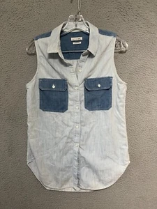 Rag & Bone Womens Chambray Vest Blue Size Medium Sleeveless Adult Cotton - Picture 1 of 5