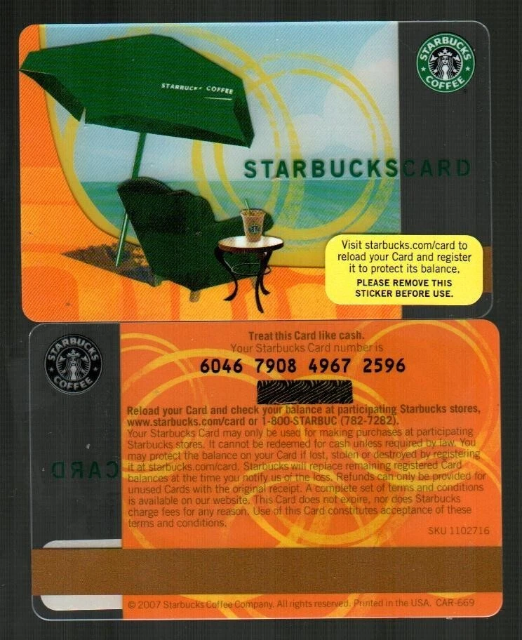 STARBUCKS Beach Chair and Umbrella 2007 Gift Card ( $0 ) - Image 1 of 1