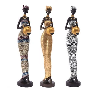 African Women Sculptures Lady Statues Art Resin Table Desk Home Decor Ornaments - Picture 1 of 15