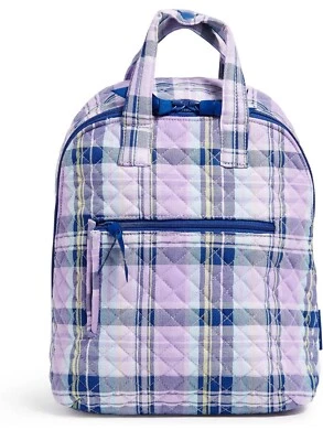 Vera Bradley Cotton Mini Totepack Backpack Amethyst Plaid - Recycled Cotton NWT - Image 1 of 4