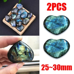 Natural Crystal Heart Moonstone Polished Labradorite stone Healing Energy Reiki - Picture 1 of 11