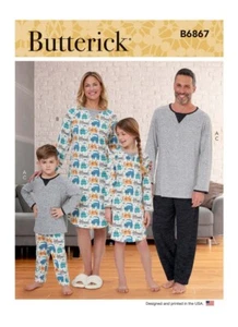 Butterick Easy SEWING PATTERN B6867 Lougewear For Girls/Boys/Adults - Picture 1 of 7