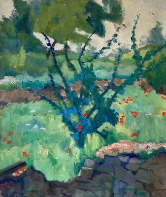 Oil Painting Unknown Postimpressionist Walter Landscape with Tree And Wall - image 1 of 4