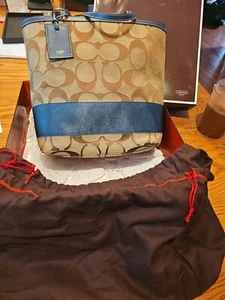 BRAND NEW!! Coach vintage canvas logo C's brown/teal women's shoulder bag C-1 - Picture 1 of 15