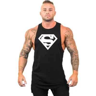 Canotta uomo abbigliamento bodybuilding cotone camicia smanicata marca palestra stringer - Immagine 1 di 4