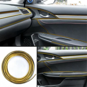 5M DIY Gloss Gold Car Interior Moulding Trim Strip Decor Door Edge Gap Line LB - Bild 1 von 6