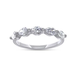 1ct Pear Shape Lab Grown Diamond 5 Stone Engagement Ring in 10K White Gold - Picture 1 of 10