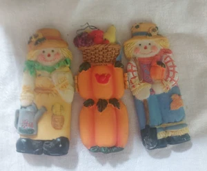 Ceramic Thanksgiving Scarecrow Figurine Set Pumpkin Harvest Autumn Fall - Picture 1 of 10