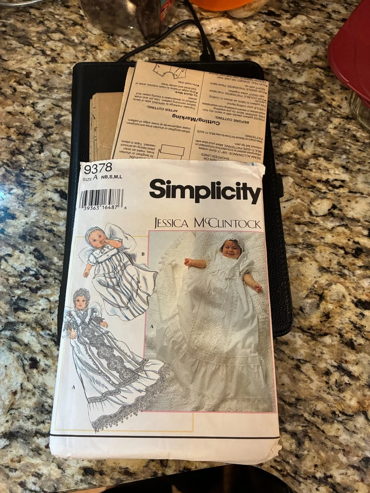 Uncut Simplicity Pattern 9378 Babies Christening Gowns & Bonnets Size: NB-S-M-L - Image 1 of 1