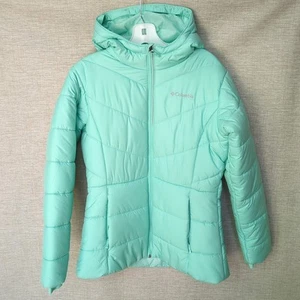 Columbia Jacket Womens XL Green Mint Omni-Heat Full Zip Puffer Quilted - Picture 1 of 21