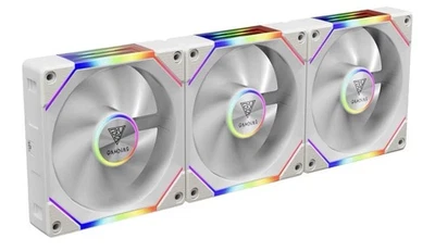 GAMDIAS AEOLUS P2-1203 120mm ARGB PWM Fans 3 Pack White w Controller 2400RPM - Image 1 of 4