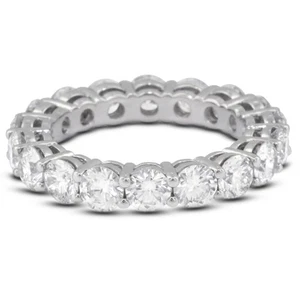 1 Carat F SI2 Round Brilliant Natural Certified Diamonds 18k Gold Eternity Ring - Picture 1 of 6