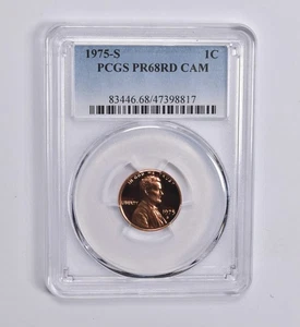 PR68 RD CAM 1975-S Lincoln Memorial Cent PCGS Blue Label *1737 - Picture 1 of 5