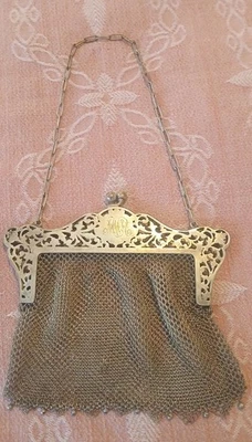 Antiguo Monedero Eduardiano de Malla Años 1900 G. Plata con Iniciales Mongram y Fecha 1910 Raro Foto 1 de 4