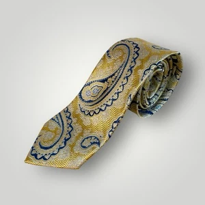 JOS. A. "Corbata de seda BANK Heritage cachemira dorada azul 58,5"" x 3""" - Imagen 1 de 8