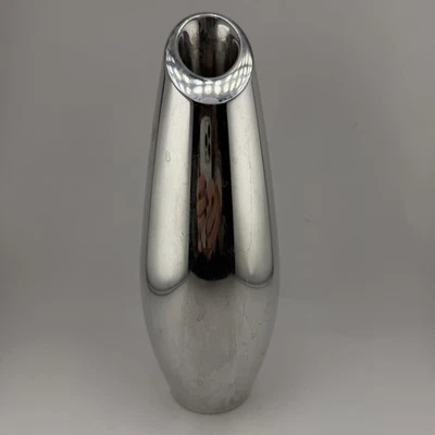 Jarrón modernista Karim Rashid firmado por estudio 1994 aluminio pesado NAMBE 8” 71 Foto 1 de 4