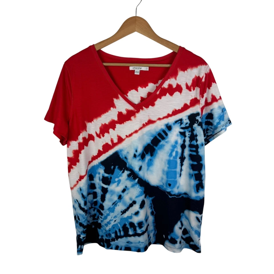 Camiseta Chicos Tie Dye Cuello en V Manga Corta Talla 2 Grande Americano Patriótico Verano Foto 1 de 4